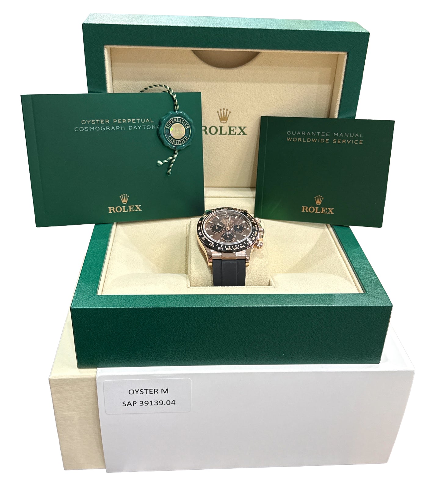 2023 Rolex Daytona CHOCOLATE Brown 18K Rose Gold 40mm Oysterflex 116515 LN BOX