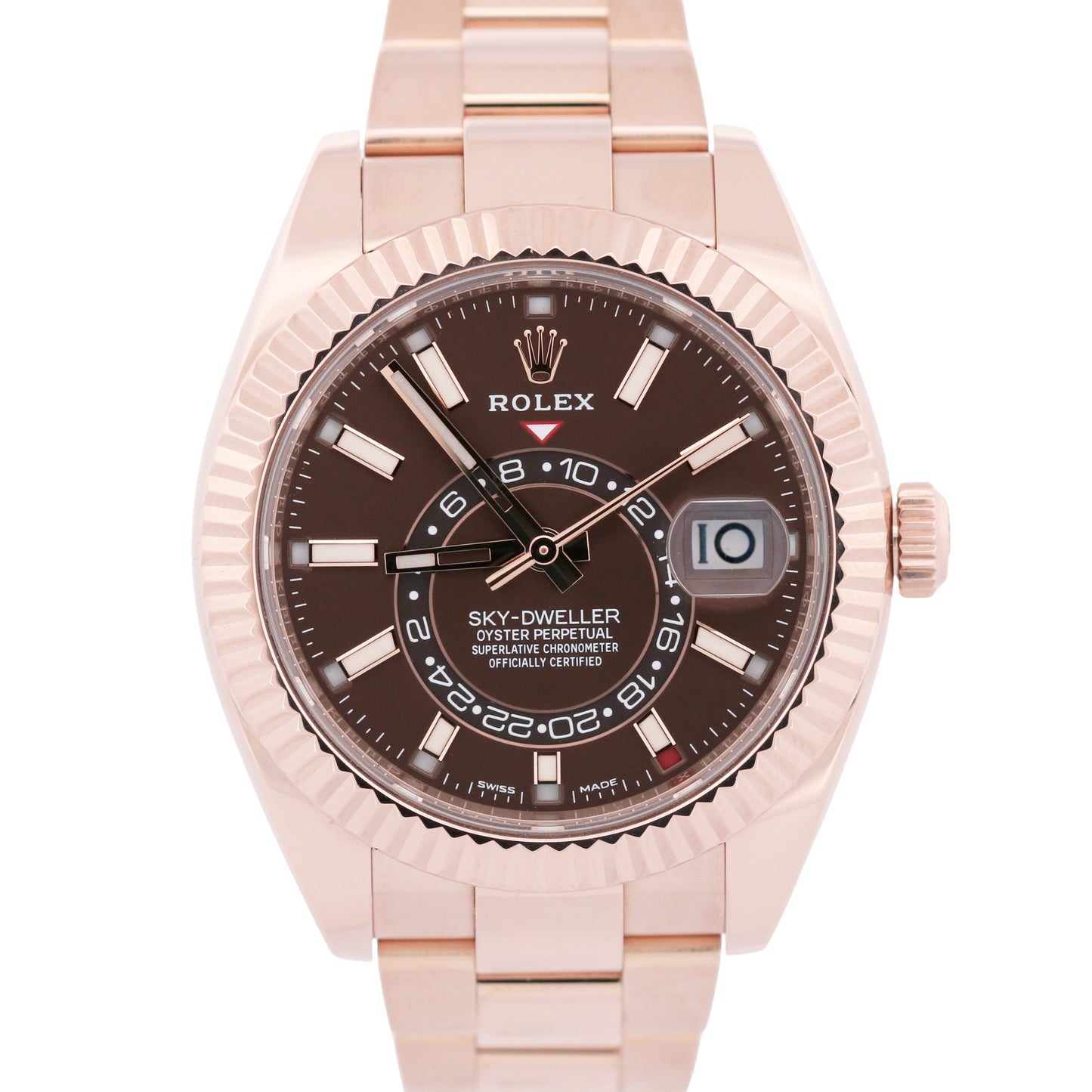 2022 PAPERS Rolex Sky-Dweller 18K Rose Gold CHOCOLATE Brown 42mm 326935 BOX