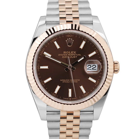 MINT 2022 PAPERS Rolex DateJust CHOCOLATE 18K Rose Gold  JUBILEE 126331 41mm BOX