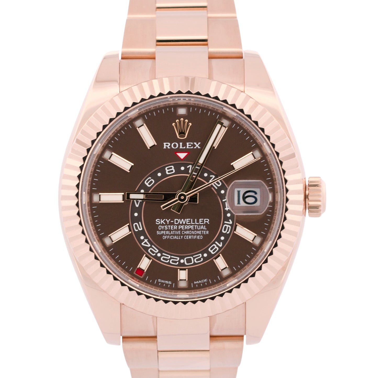 2022 PAPERS Rolex Sky-Dweller CHOCOLATE Brown 18K Gold OYSTER 42mm 326935 BOX