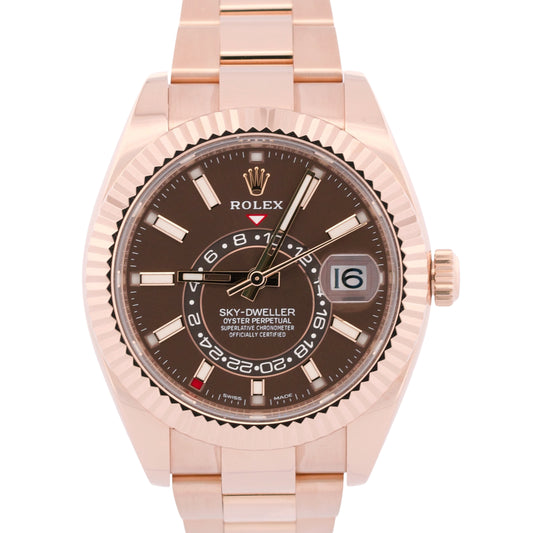 2022 PAPERS Rolex Sky-Dweller CHOCOLATE Brown 18K Gold OYSTER 42mm 326935 BOX