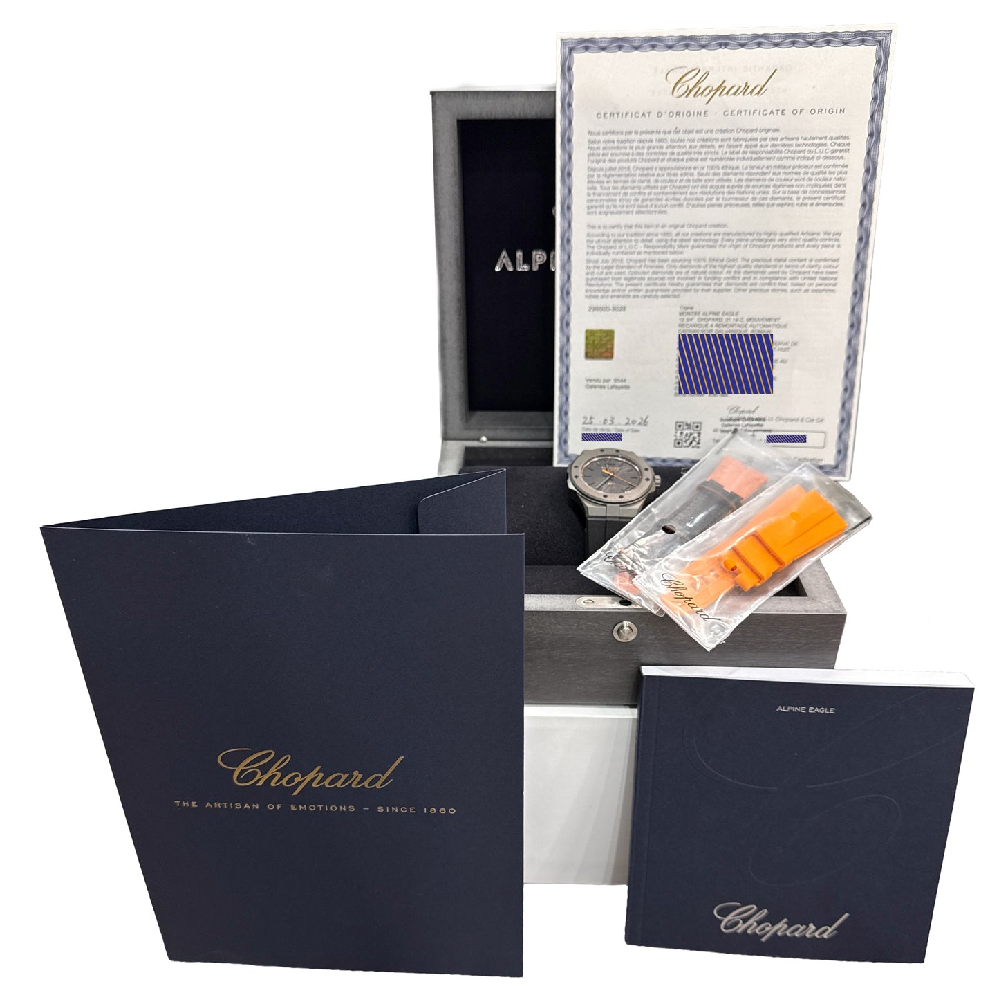NEW 2026 PAPERS Chopard Alpine Eagle Rubber Black TITANIUM 41mm 298600-3028 BOX