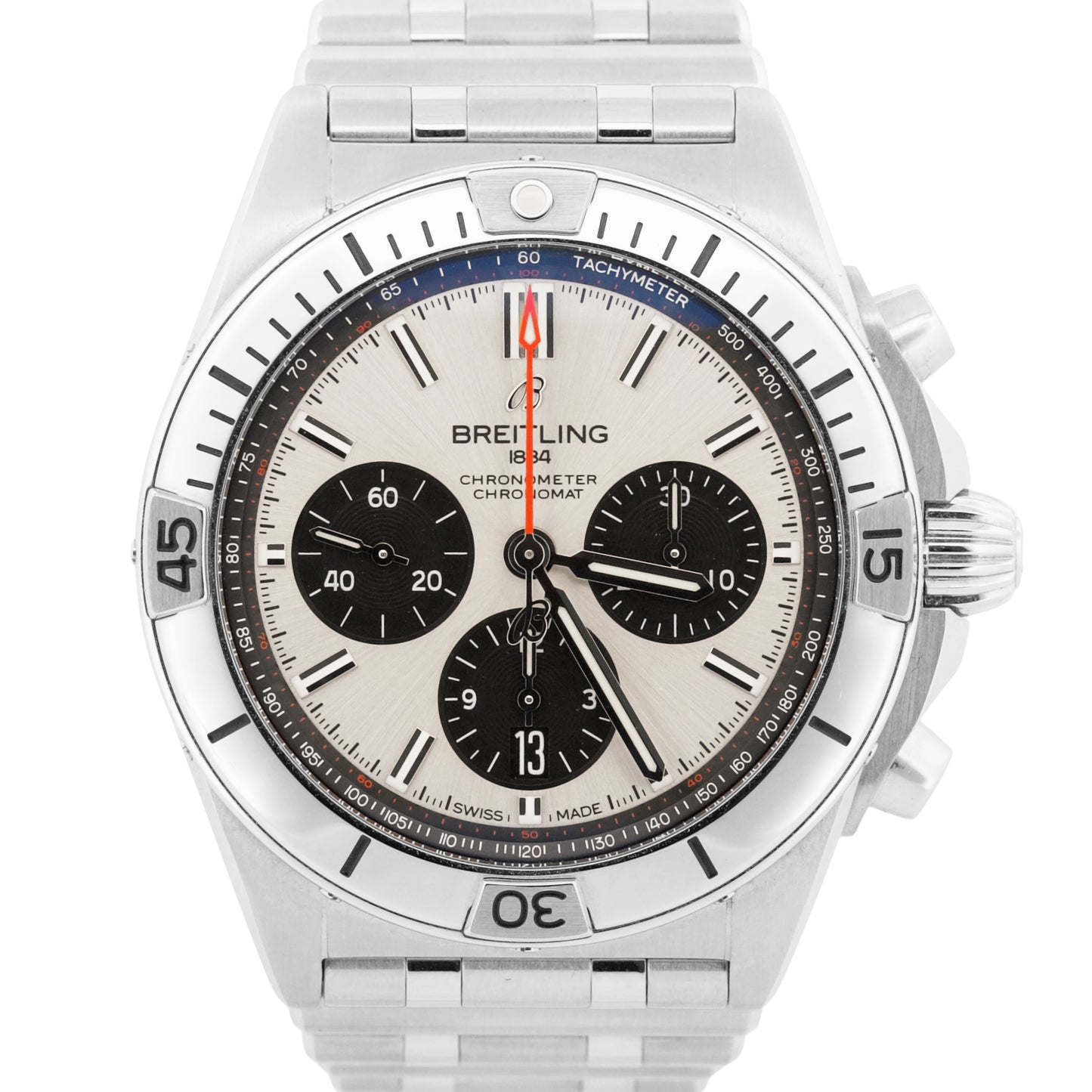 2021 PAPERS Breitling Chronomat SILVER Panda Stainless Steel 42mm AB0134 BOX
