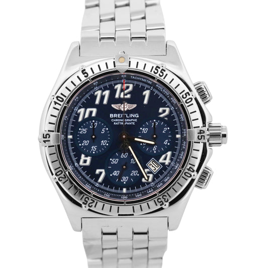 Breitling Chronoracer Rattrapante BLUE Quartz Steel 39mm A69048 Watch