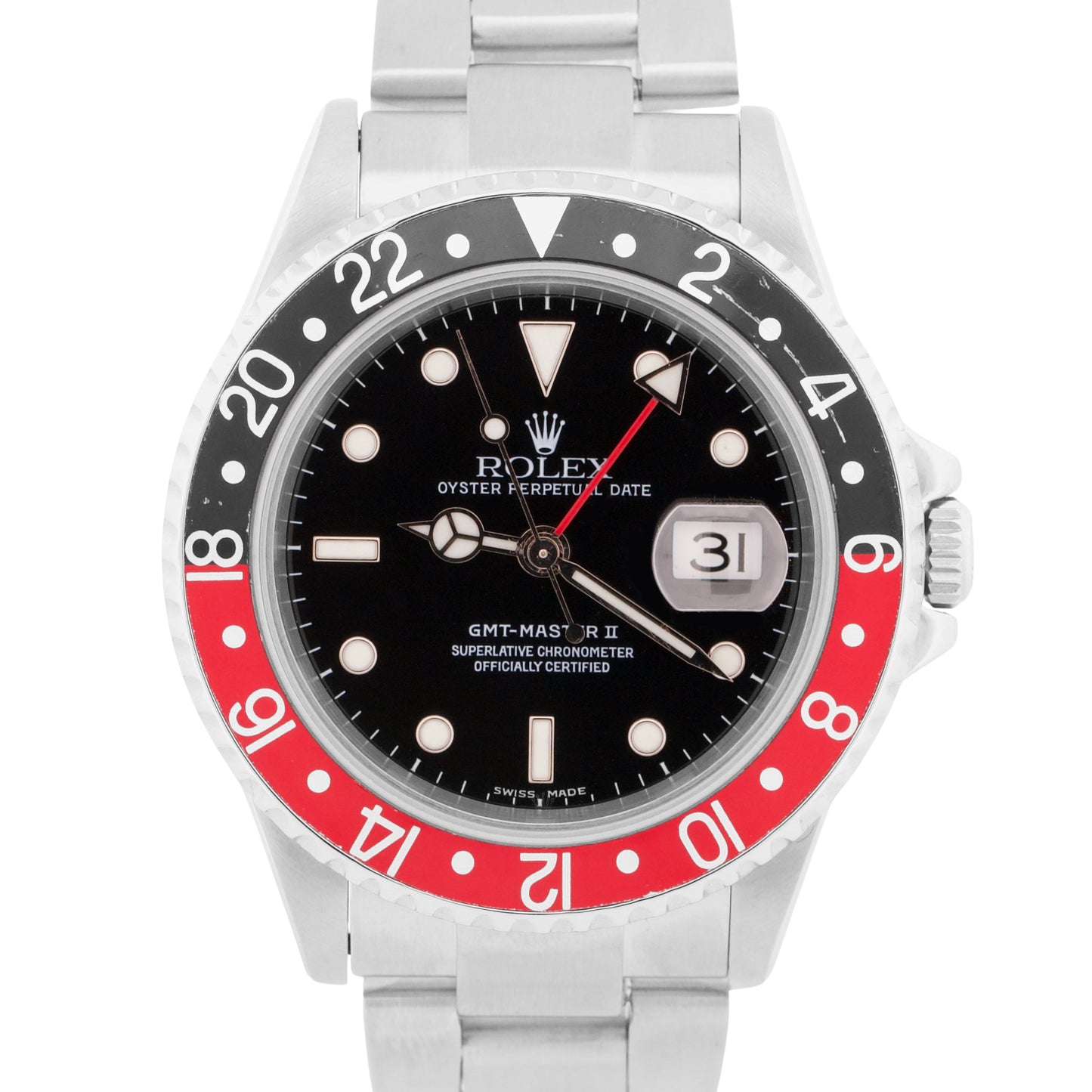 Rolex GMT-Master II 40mm COKE Red Black Stainless Steel OYSTER 16710 Watch