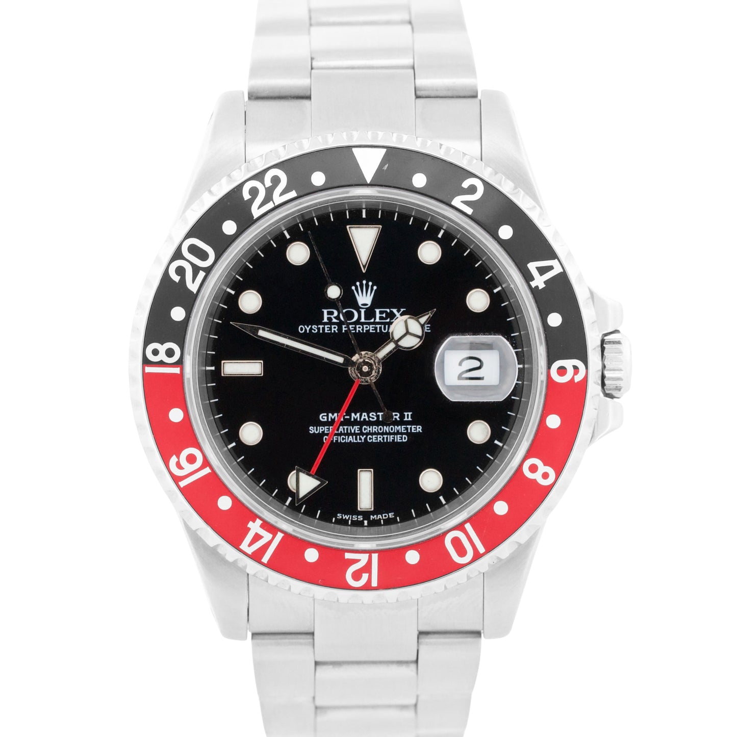 Rolex GMT-Master II 40mm COKE Red Black Stainless Steel OYSTER Date 16710 Watch