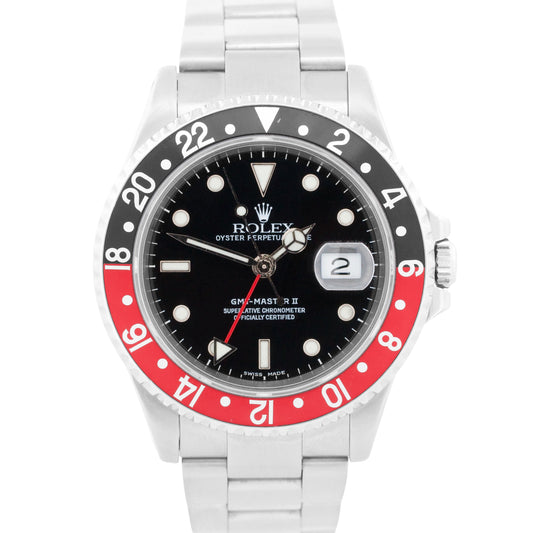Rolex GMT-Master II 40mm COKE Red Black Stainless Steel OYSTER Date 16710 Watch