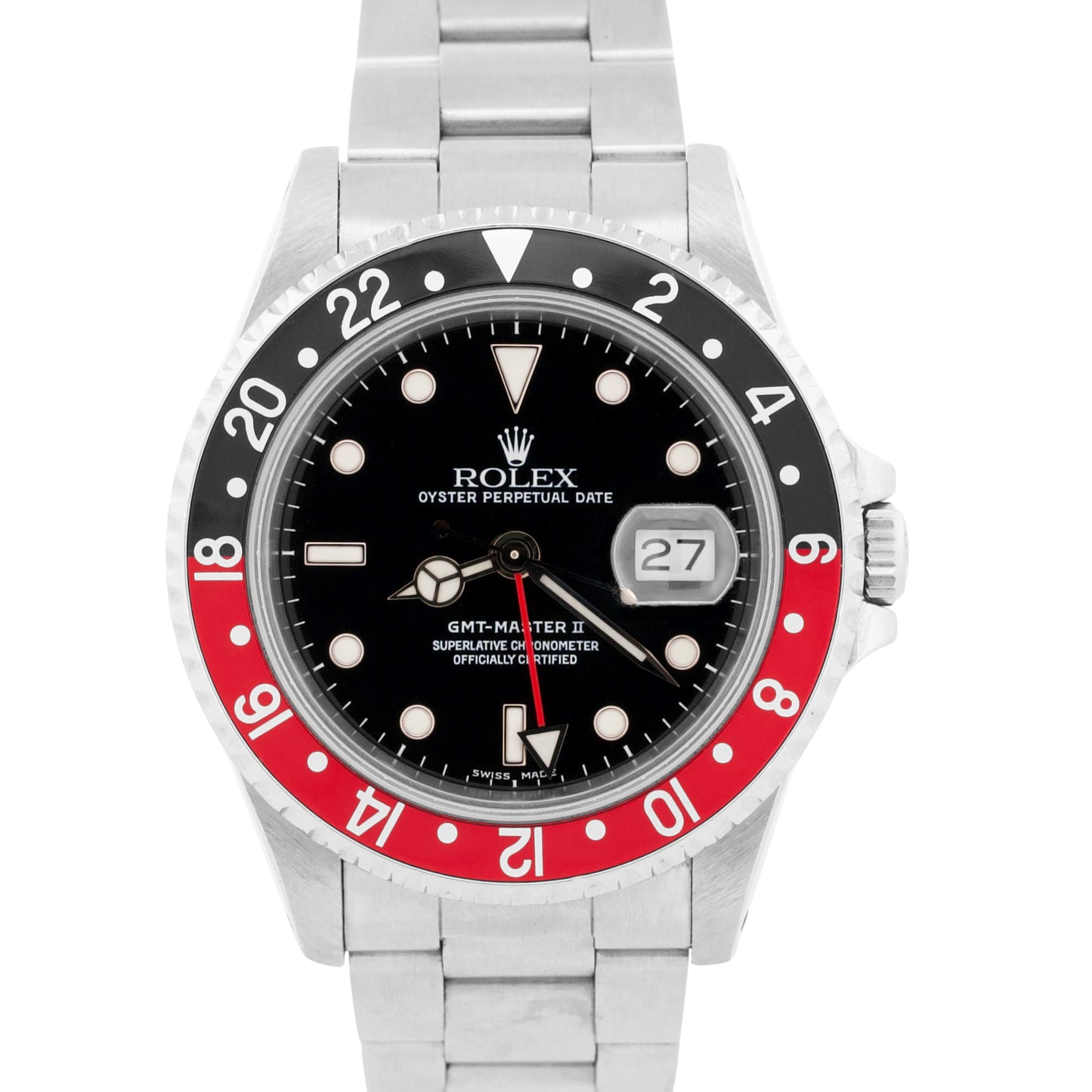 PAPERS Rolex GMT-Master II COKE Red Black Stainless Steel OYSTER 16710 Watch BOX