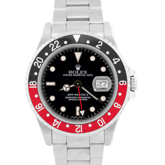 PAPERS Rolex GMT-Master II COKE Red Black Stainless Steel OYSTER 16710 Watch BOX