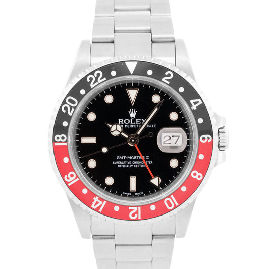 Rolex GMT-Master II 40mm COKE Red Black Stainless Steel OYSTER Date 16710 Watch