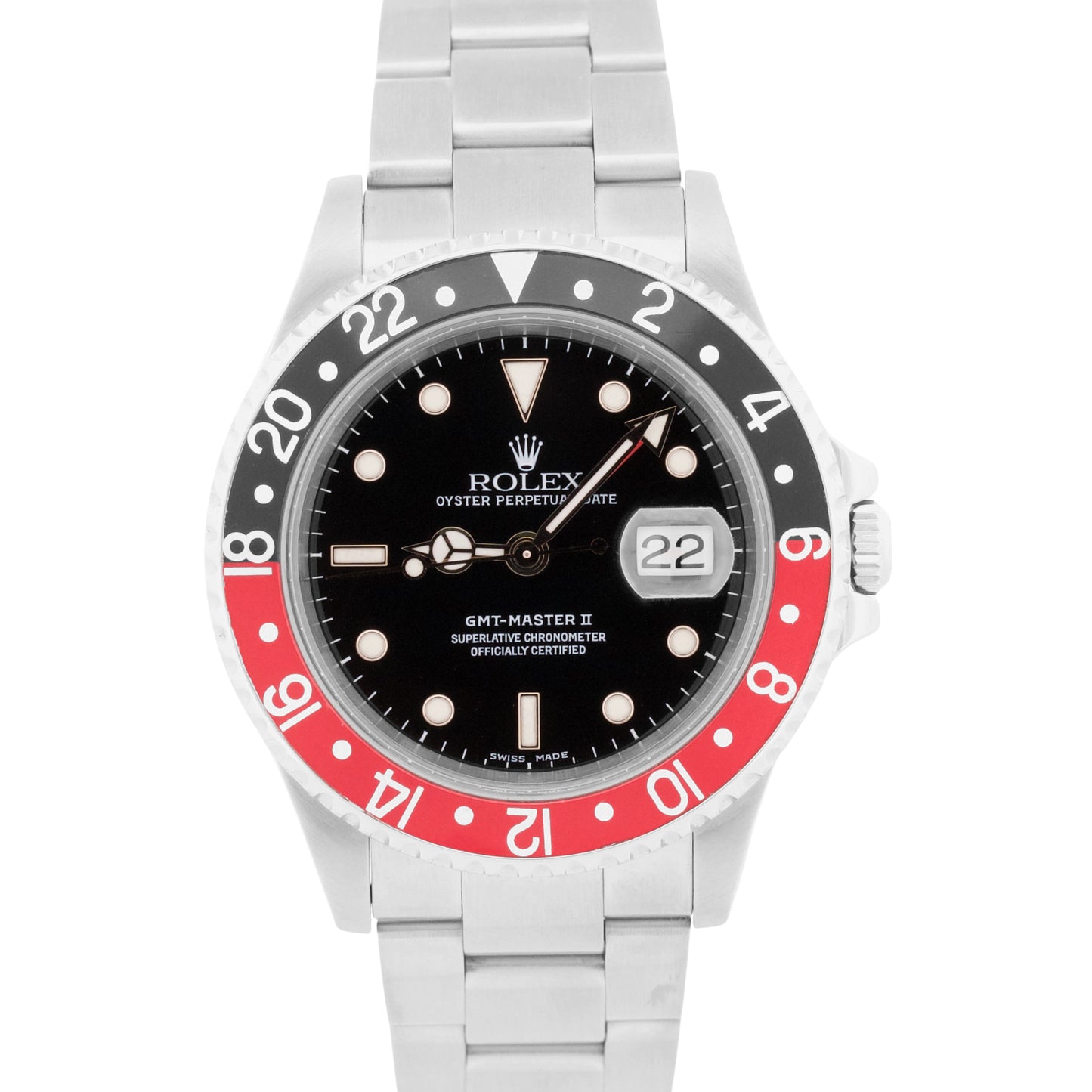 Rolex GMT-Master II COKE Red Black Stainless Steel 16710 40mm OYSTER Date Watch