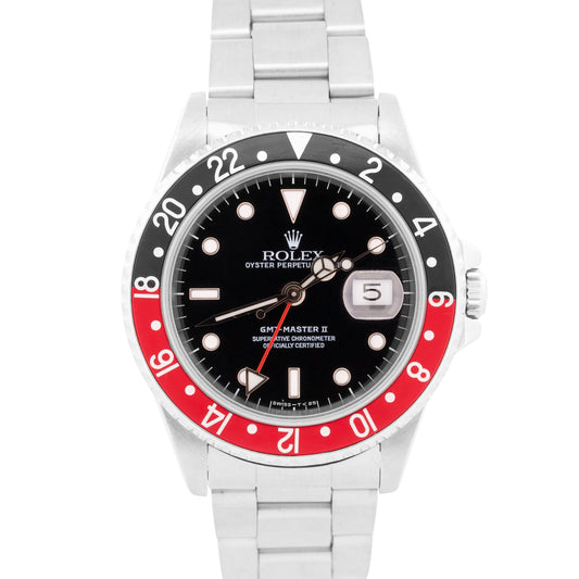 MINT PAPERS Rolex GMT-Master II COKE Red Black Steel RSC Oyster 40mm 16710 BOX