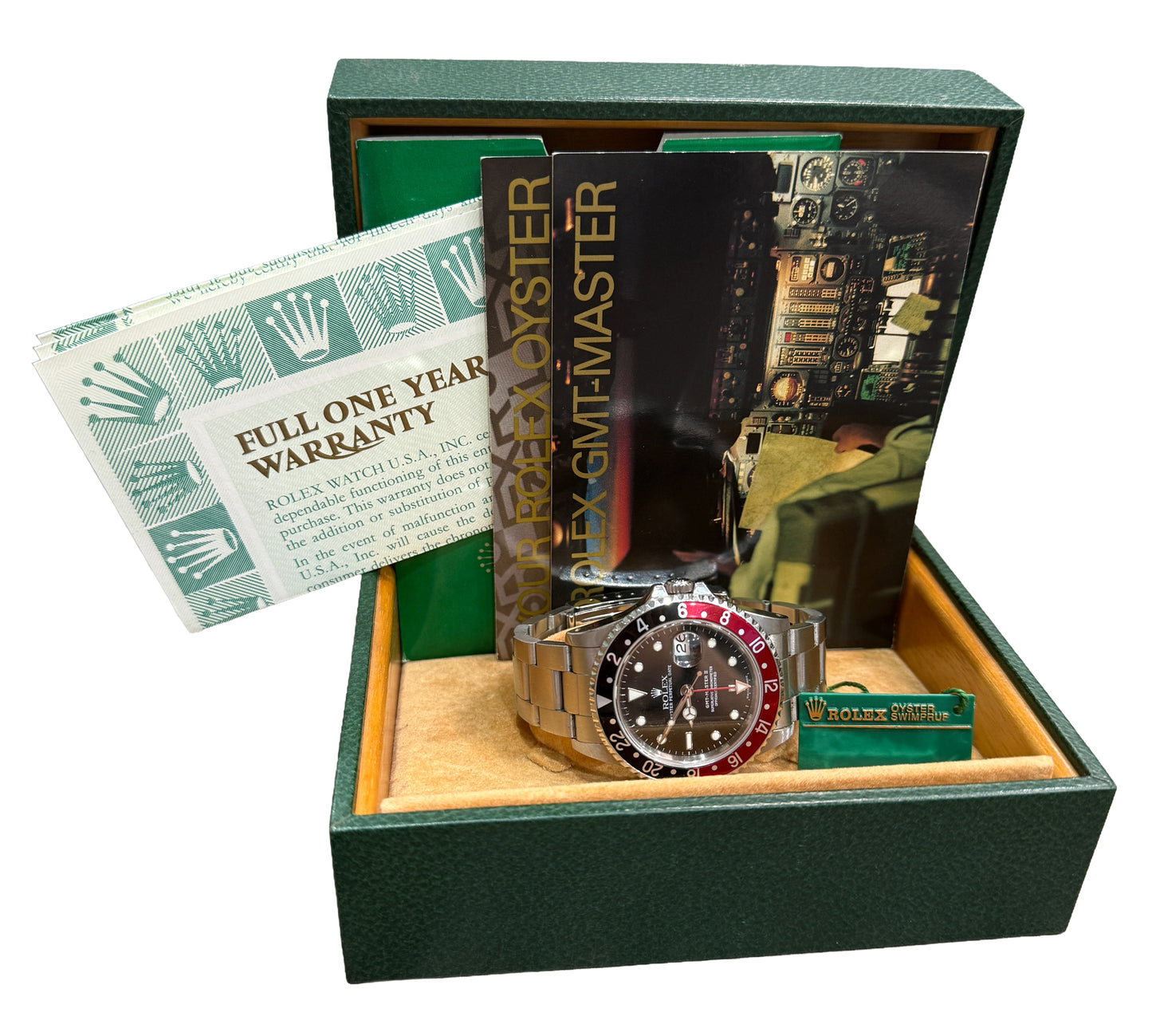 PAPERS Rolex GMT-Master II COKE Red Black Stainless Steel OYSTER 16710 Watch BOX