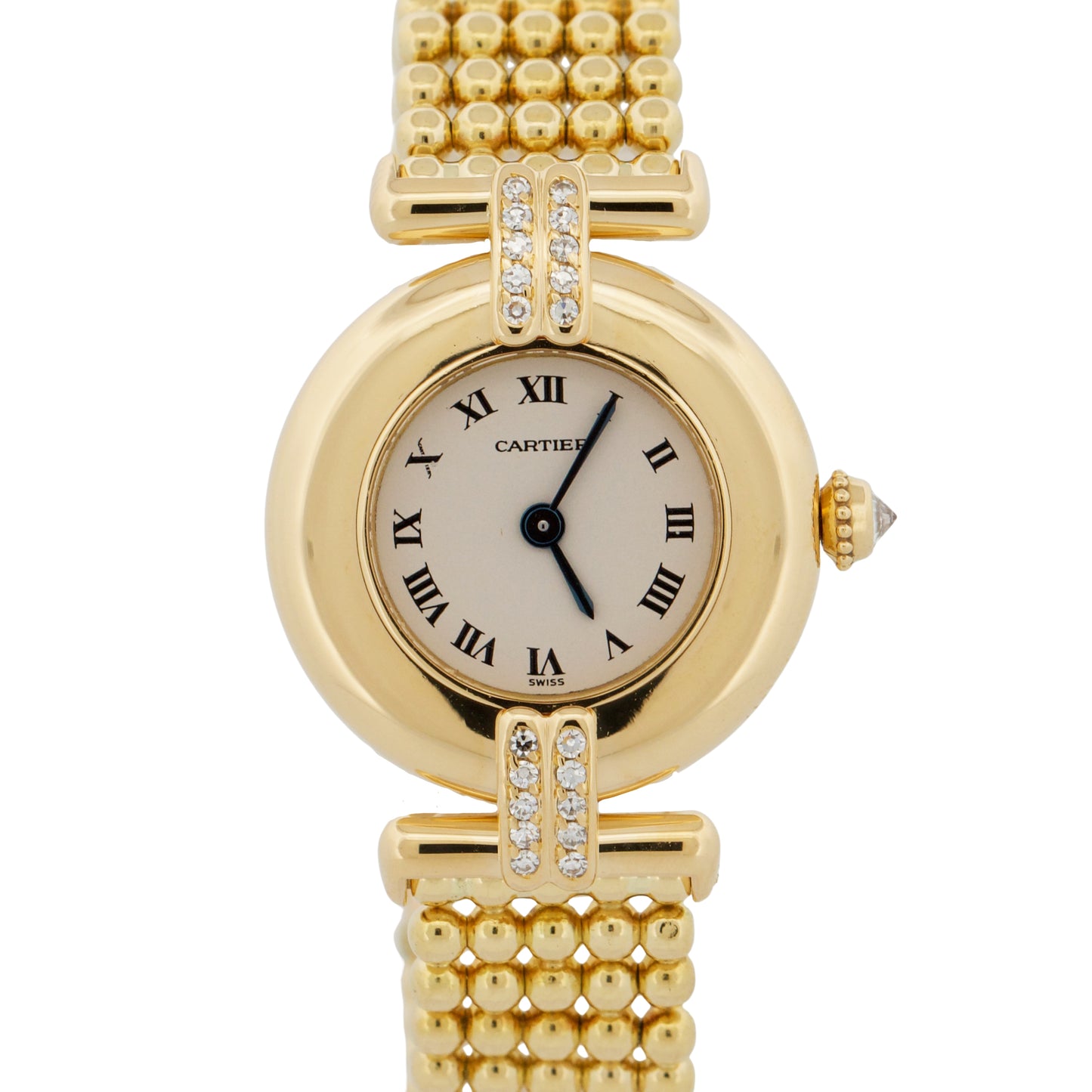 Ladies Cartier Colisee IVORY ROMAN 24mm 18K Yellow Gold DIAMOND Quartz 8057911