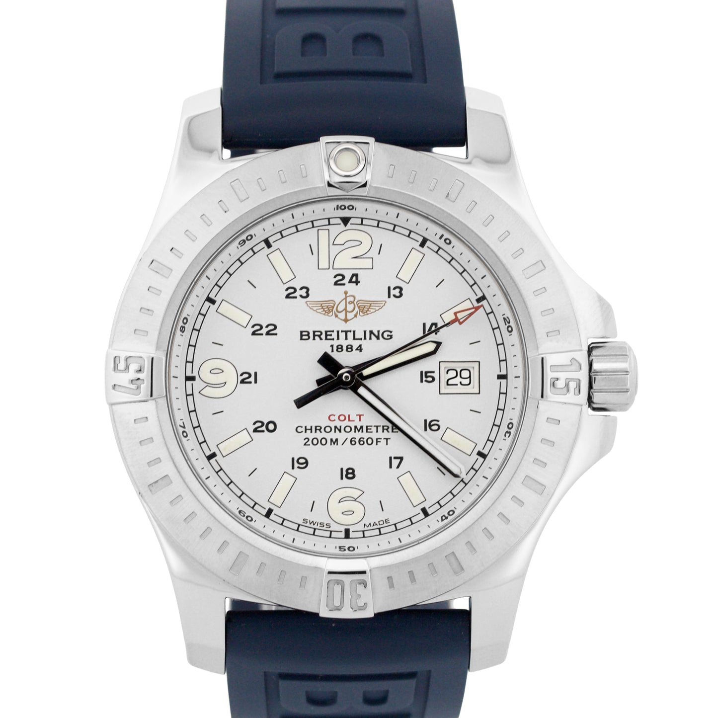 PAPERS Breitling Colt Quartz 44 IVORY Stainless Steel RUBBER 44mm A74388 Watch