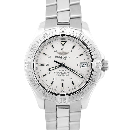 Breitling Colt SILVER WHITE 38mm Stainless Steel Automatic Date Watch A17350