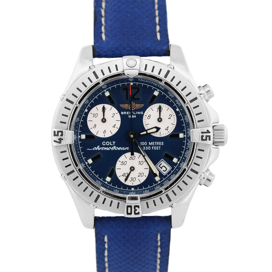 Breitling Colt ChronoOcean BLUE Stainless Steel Quartz Leather 38mm A53350 Watch