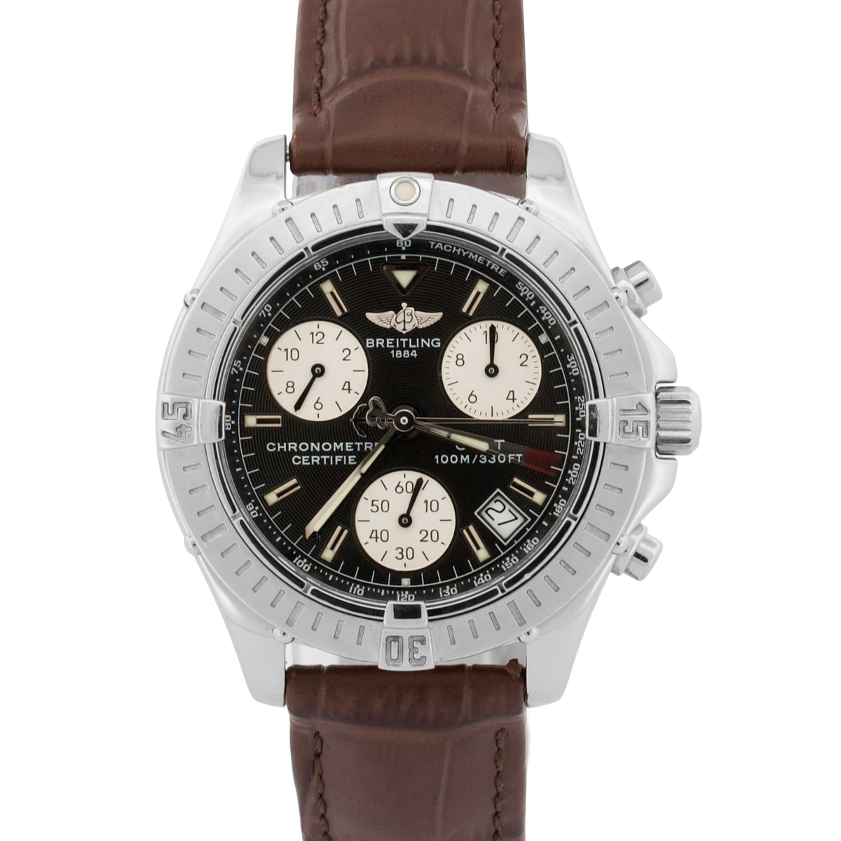 Breitling Colt Chronograph A73350 Black Stainless Steel 38mm Quartz Date Watch