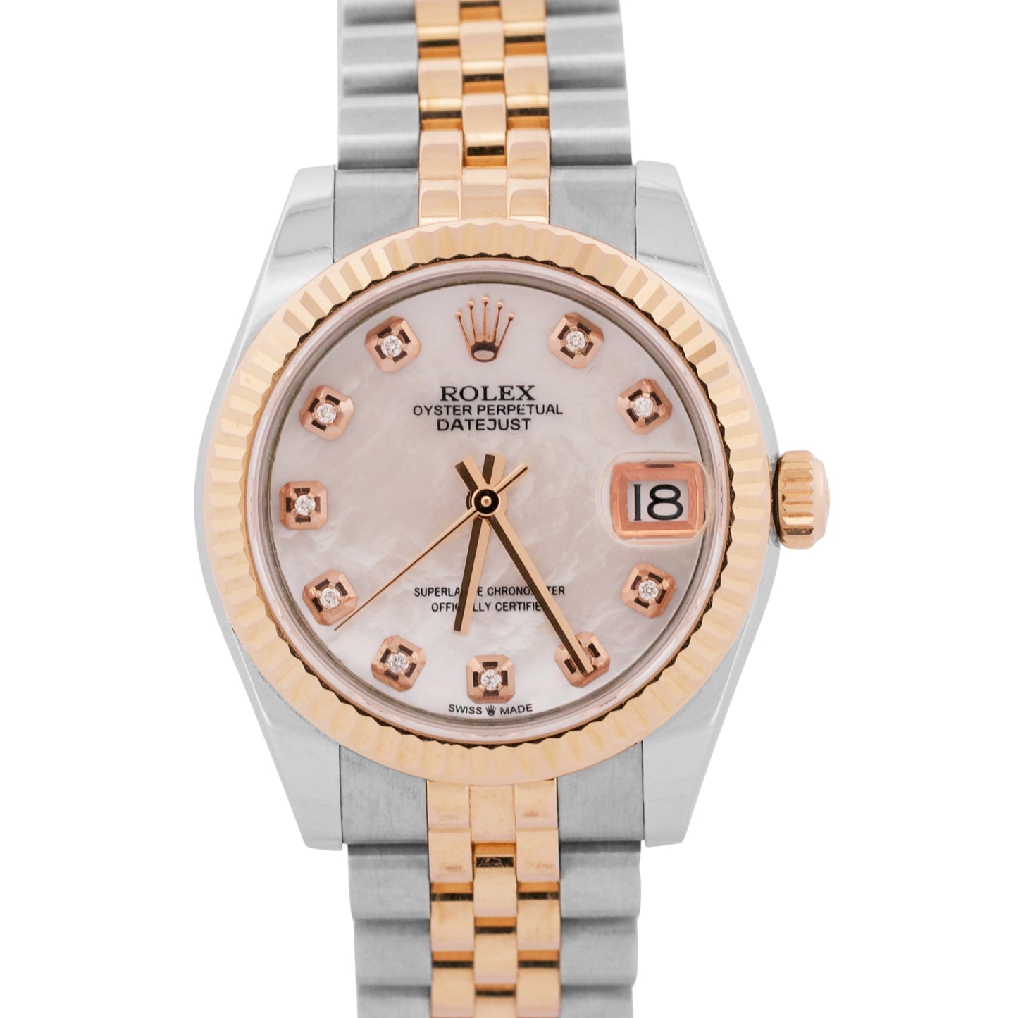 2017 PAPERS Rolex DateJust 31mm MOP DIAMOND 18K Gold Steel JUBILEE 178271 BOX