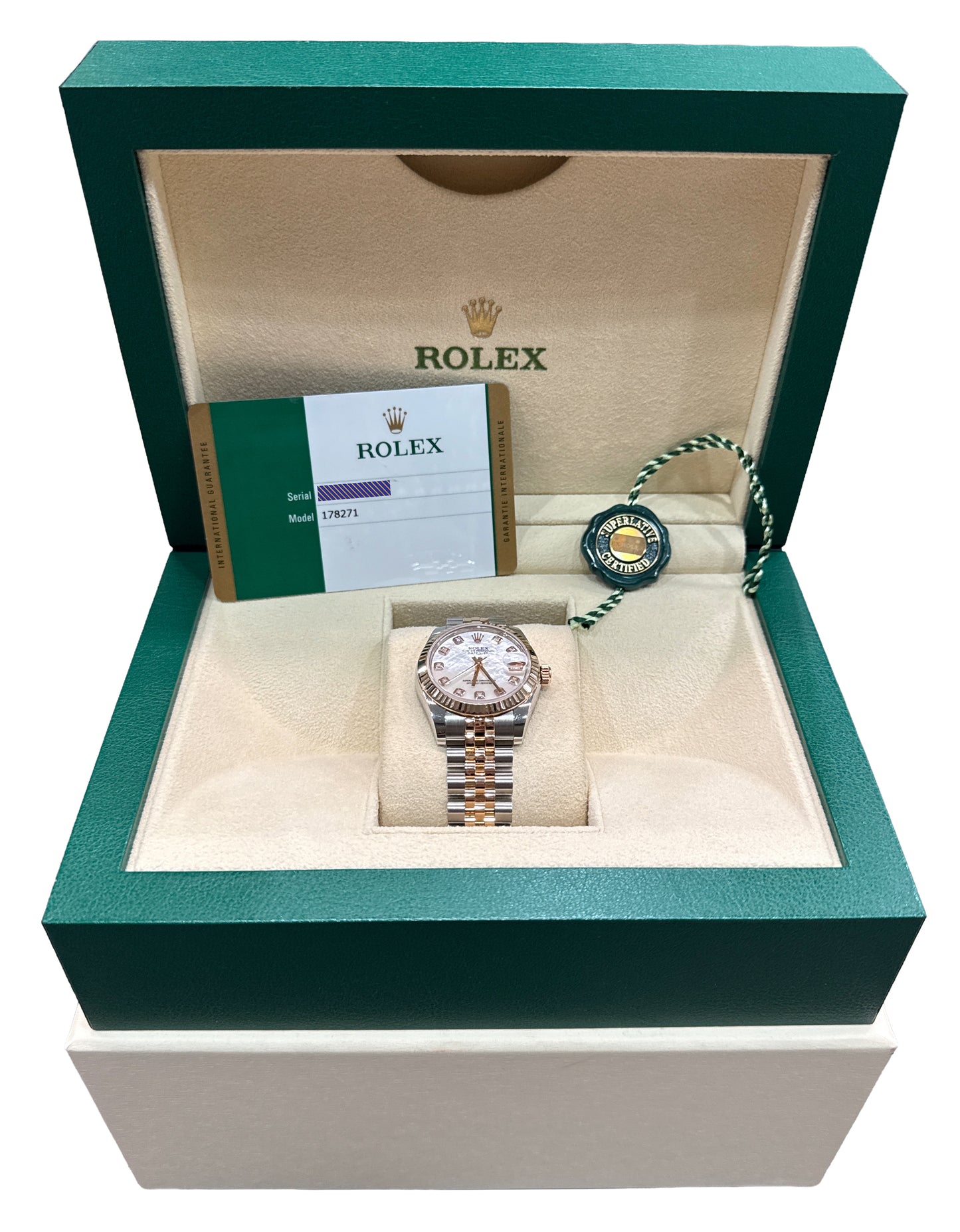 2017 PAPERS Rolex DateJust 31mm MOP DIAMOND 18K Gold Steel JUBILEE 178271 BOX