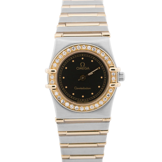 PAPERS Omega Constellation BLACK DIAMOND 18K Steel 22.5mm Quartz 1267.10.00 BOX