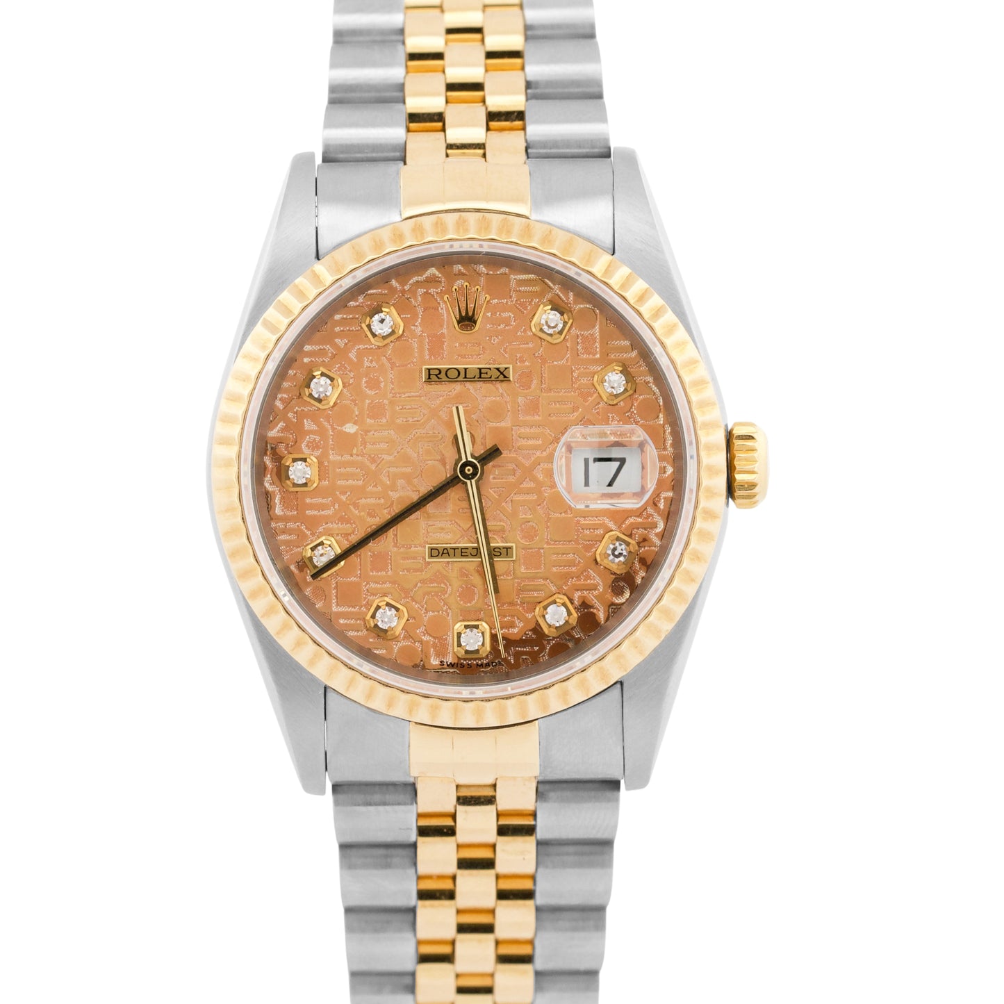 Rolex DateJust 36mm COPPER JUBILEE DIAMOND 18K Yellow Gold Steel JUBILEE 16233