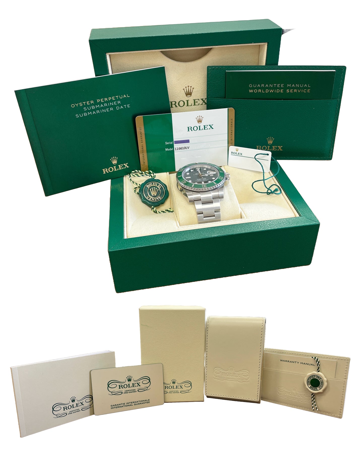 2024 CPO PAPERS Rolex Submariner HULK Ceramic Steel Green 40mm 116610 LV BOX