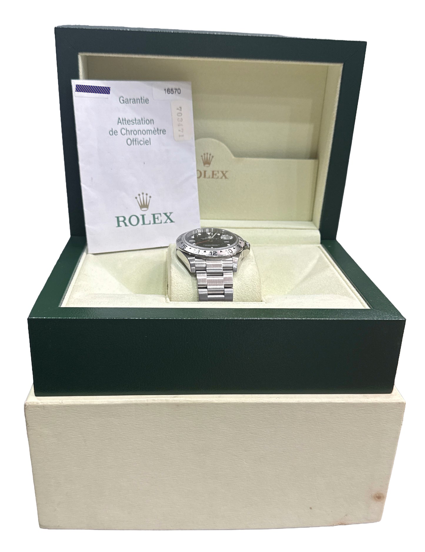 2006 PAPERS Rolex Explorer II 40mm BLACK Stainless Steel 16570 NO-HOLES BOX