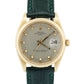 Rolex Oyster Perpetual Date 34mm SILVER 14K Yellow Gold Green Leather 1503 Watch