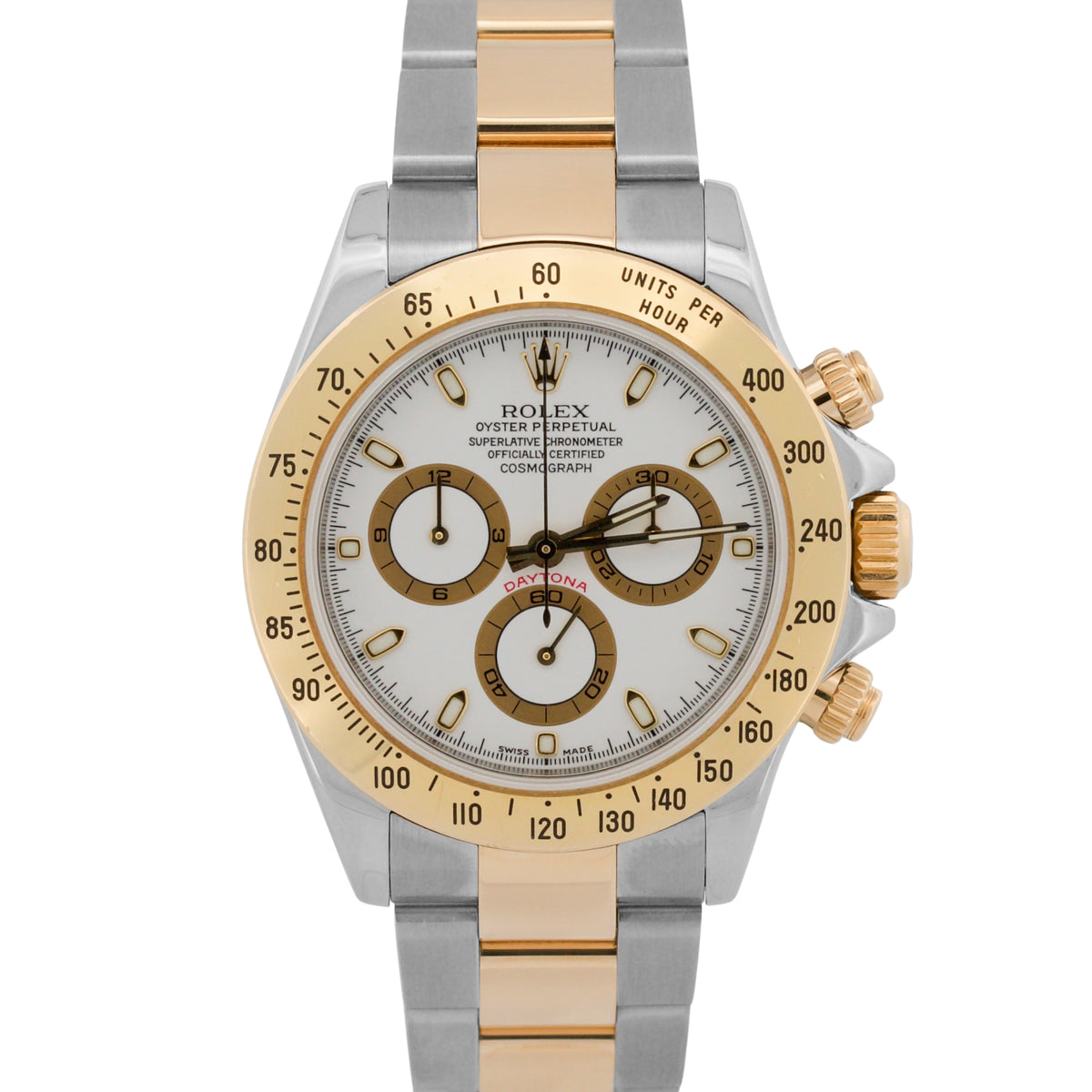 2004 Rolex Daytona Cosmograph 116523 White Two-Tone Gold Steel 40mm Box Papers