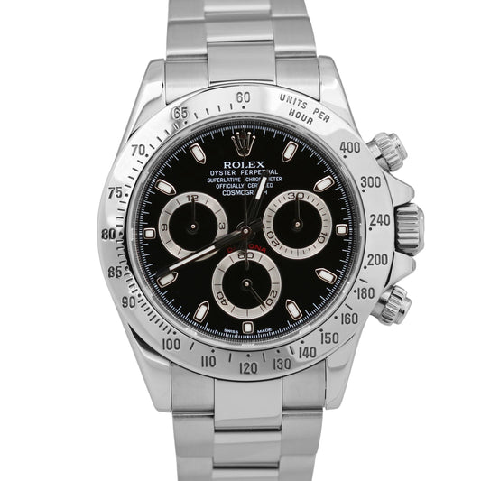 MINT Rolex Daytona Cosmograph BLACK 40mm Steel REHAUT Chronograph 116520 Watch