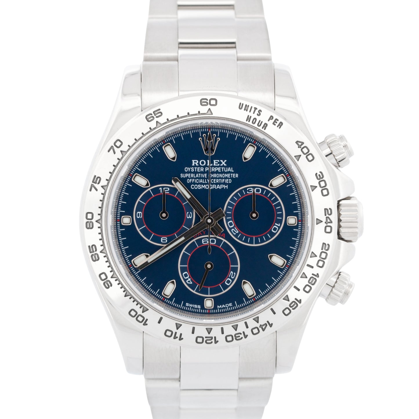 PAPERS Rolex Daytona Cosmograph BLUE 18K White Gold 40mm Watch 116509 BOX