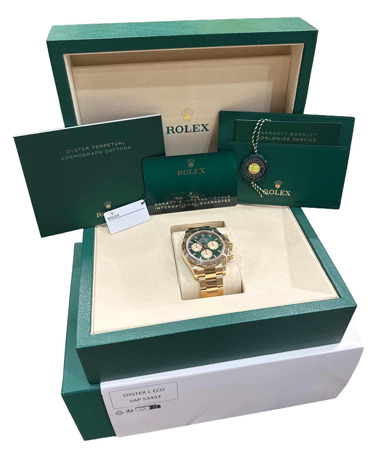 2025 PAPERS Rolex Daytona 40mm Green JOHN MAYER 18K Yellow Gold 126508 Watch BOX