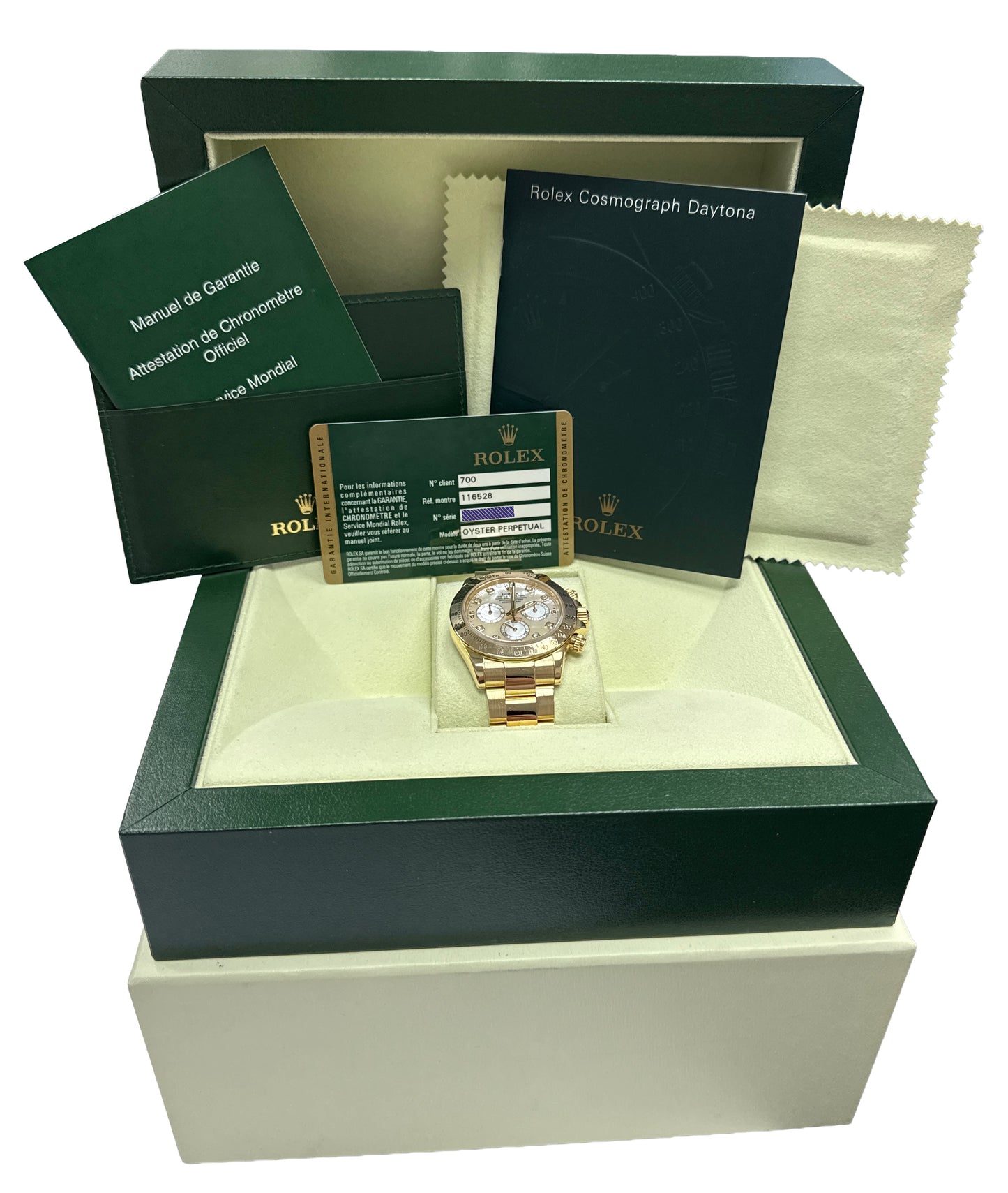 PAPERS Rolex Daytona Cosmograph FACTORY MOP DIAMOND 18K Gold 40mm 116528 BOX