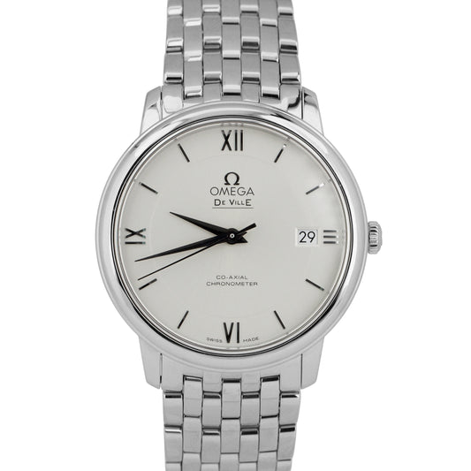 MINT PAPERS Omega De Ville Prestige WHITE Steel 36.8mm 424.10.37.20.02.001 BOX