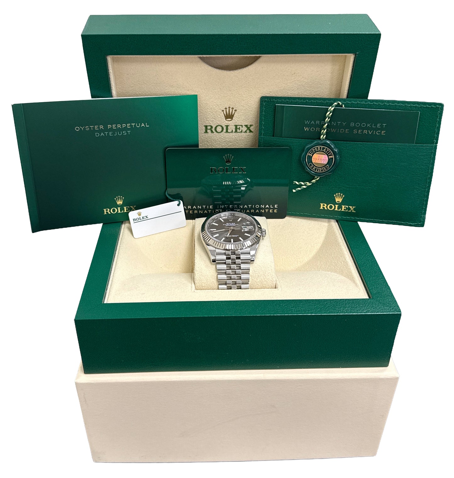 2022 PAPERS Rolex DateJust 41 RHODIUM 18K Gold Steel 41mm JUBILEE 126334 BOX