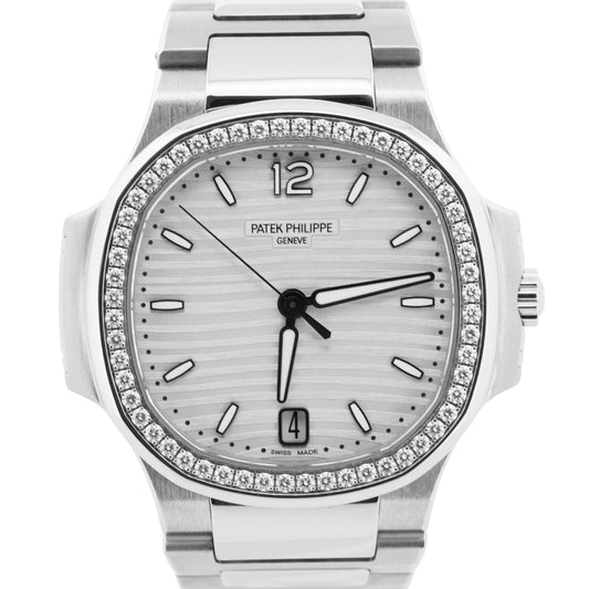 Ladies Patek Philippe Nautilus SILVER DIAMOND 35.2mm Steel 7118/1200A-010