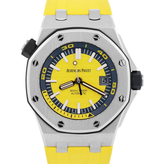 Audemars Piguet Royal Oak Offshore Diver YELLOW Blue Steel Rubber 42mm 15710ST
