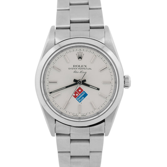 UNPOLISHED PAPERS Rolex Oyster Perpetual Air-King Silver DOMINOS 34mm 14000 BOX
