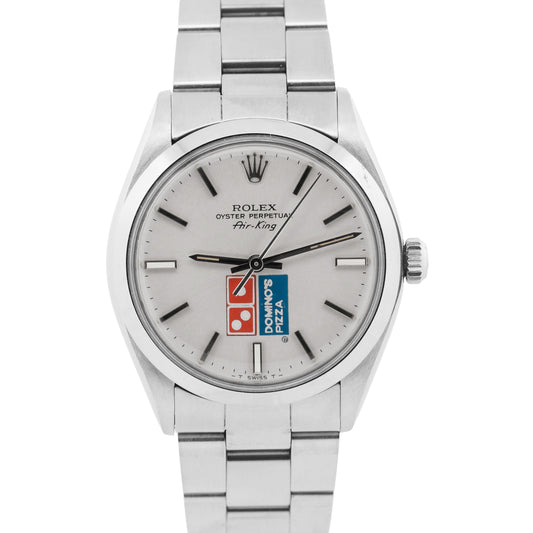 UNPOLISHED Rolex Oyster Perpetual Air-King SILVER DOMINOS Steel MK1 34mm 5500