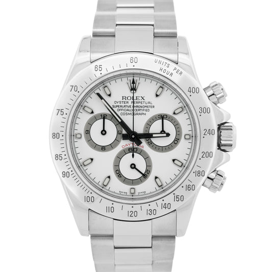 Rolex Daytona Cosmograph WHITE Chronograph Stainless Steel Watch 40mm 116520