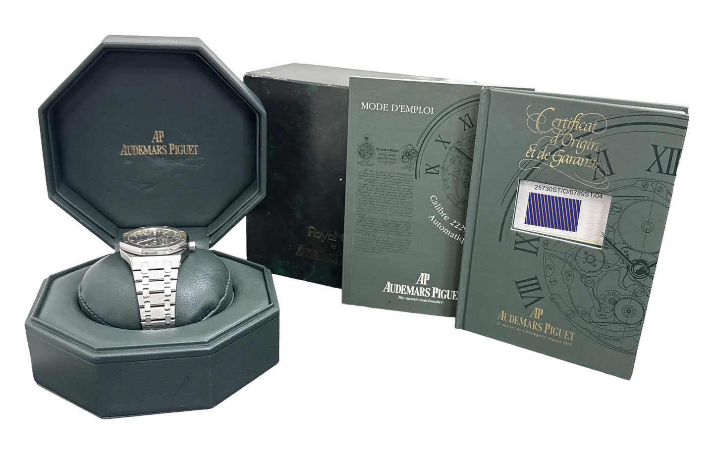 PAPERS Audemars Piguet Royal Oak Dual Time BLACK 36mm Steel 25730ST Watch BOX