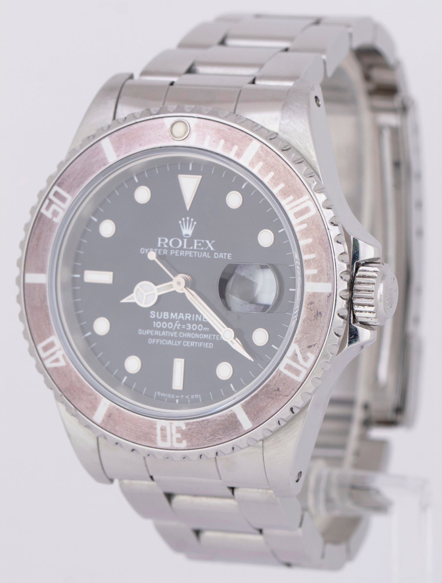 1989 Rolex Submariner Date GHOST BEZEL Steel Automatic Black Dive Watch 16610