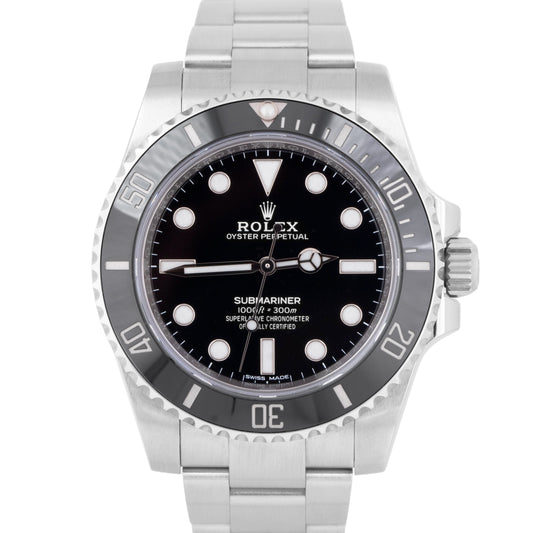 MINT Rolex Submariner No-Date PAPERS Ceramic 114060 Steel Black 40mm Watch B+P