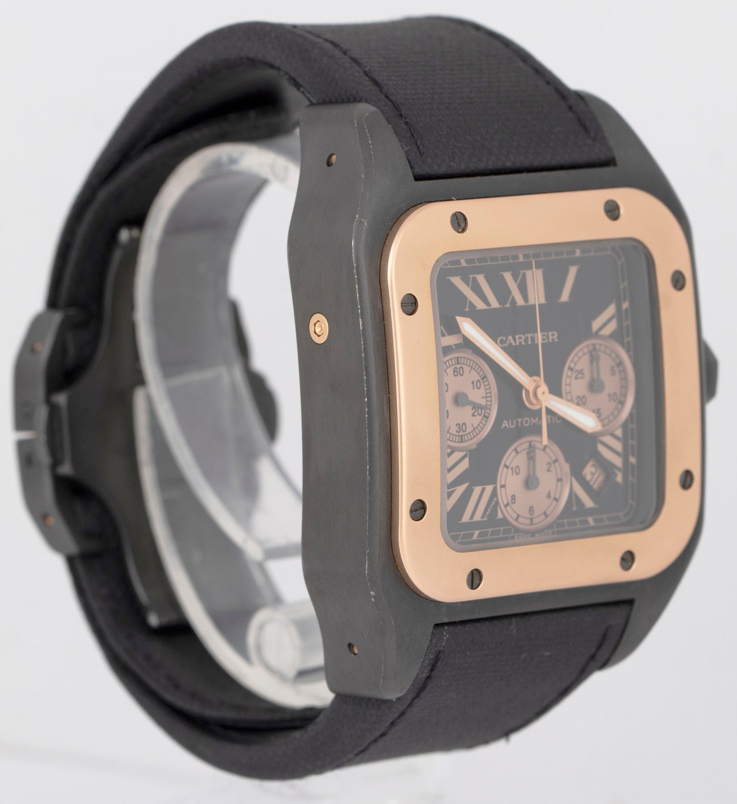 Cartier Santos 100 Chronograph 3104 / W2020004 Gold PVD Titanium 41mm Watch