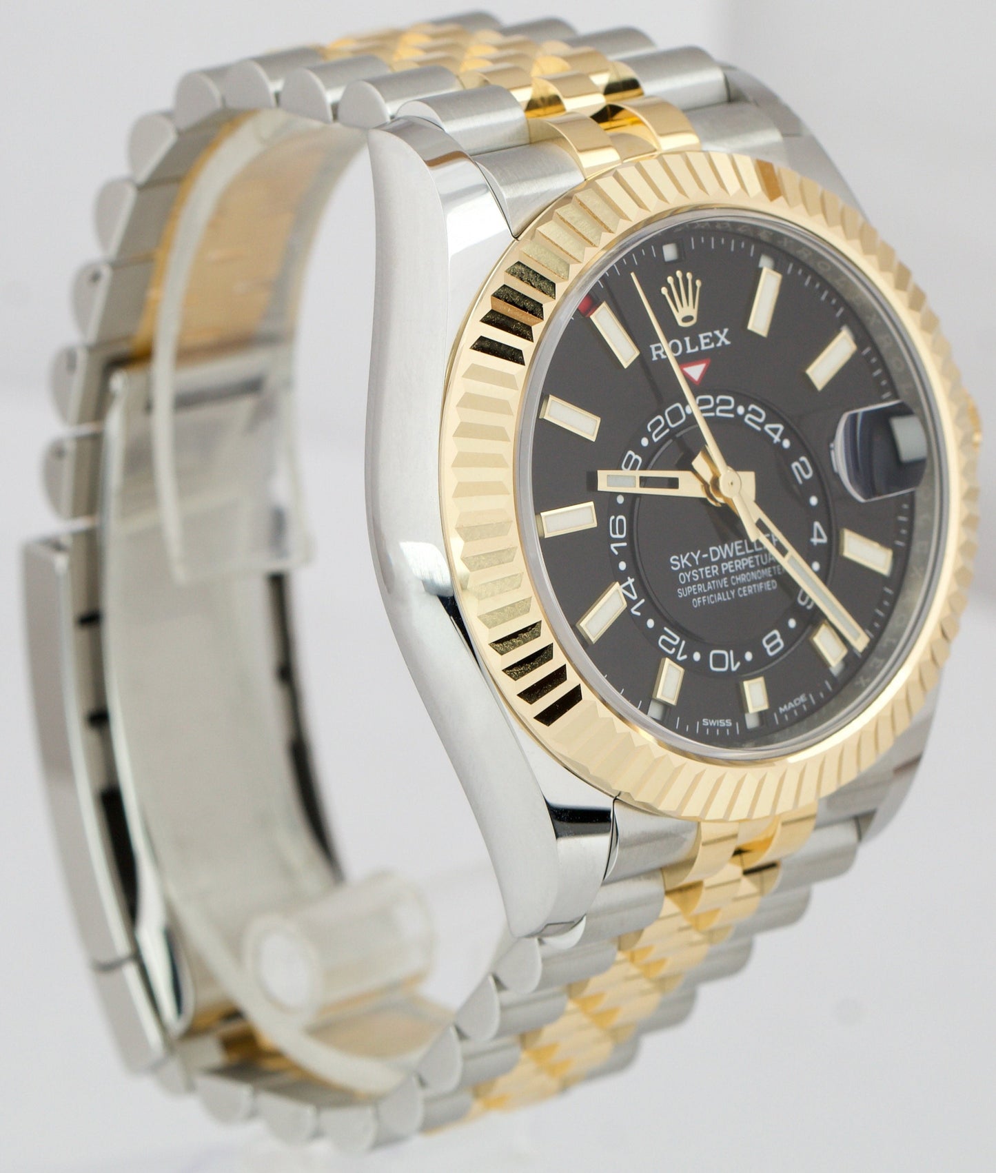 MINT 2022 PAPERS Rolex Sky-Dweller BLACK 18K Yellow Gold 42mm JUBILEE 326933 BOX