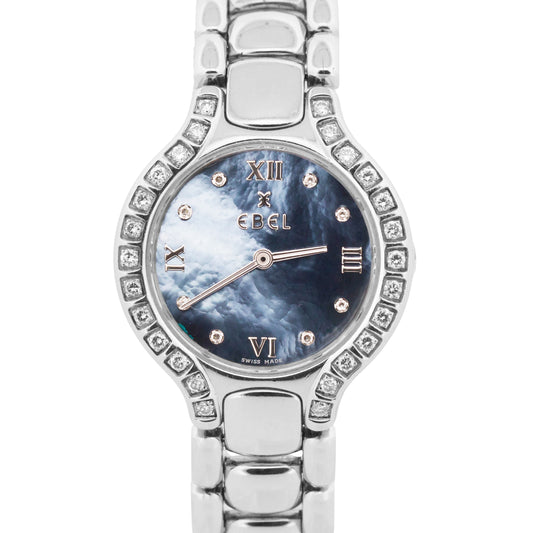 PAPERS Ladies Ebel Beluga Steel MOTHER OF PEARL DIAMOND Quartz 25mm E9976418 BOX