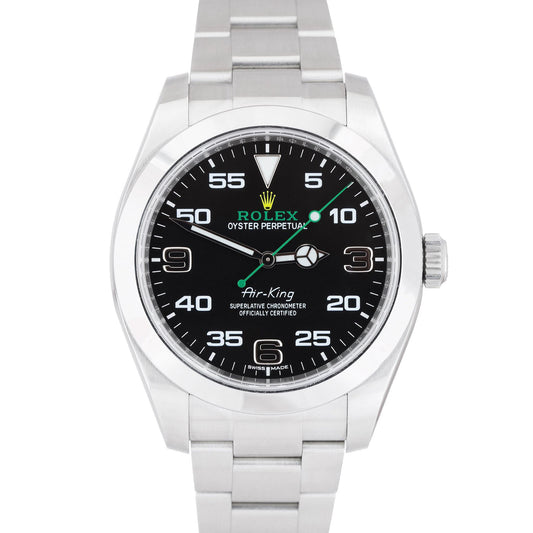 NEW STICKERED Rolex Air-King 40mm Green Black Stainless Steel 116900 Watch B+P