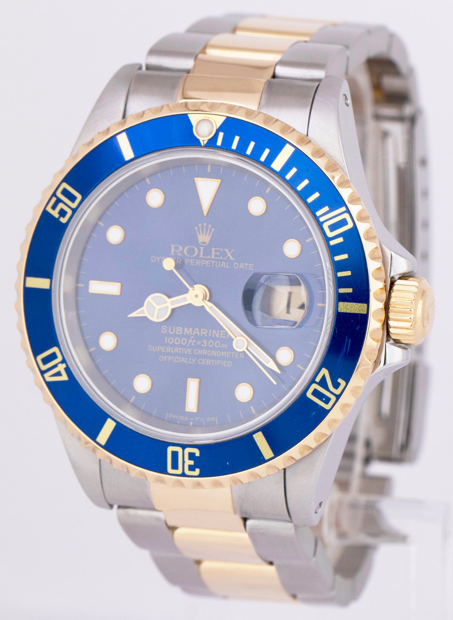 Rolex Submariner Date Two-Tone 18K Gold Stainless Steel Blue 40mm Watch 16613