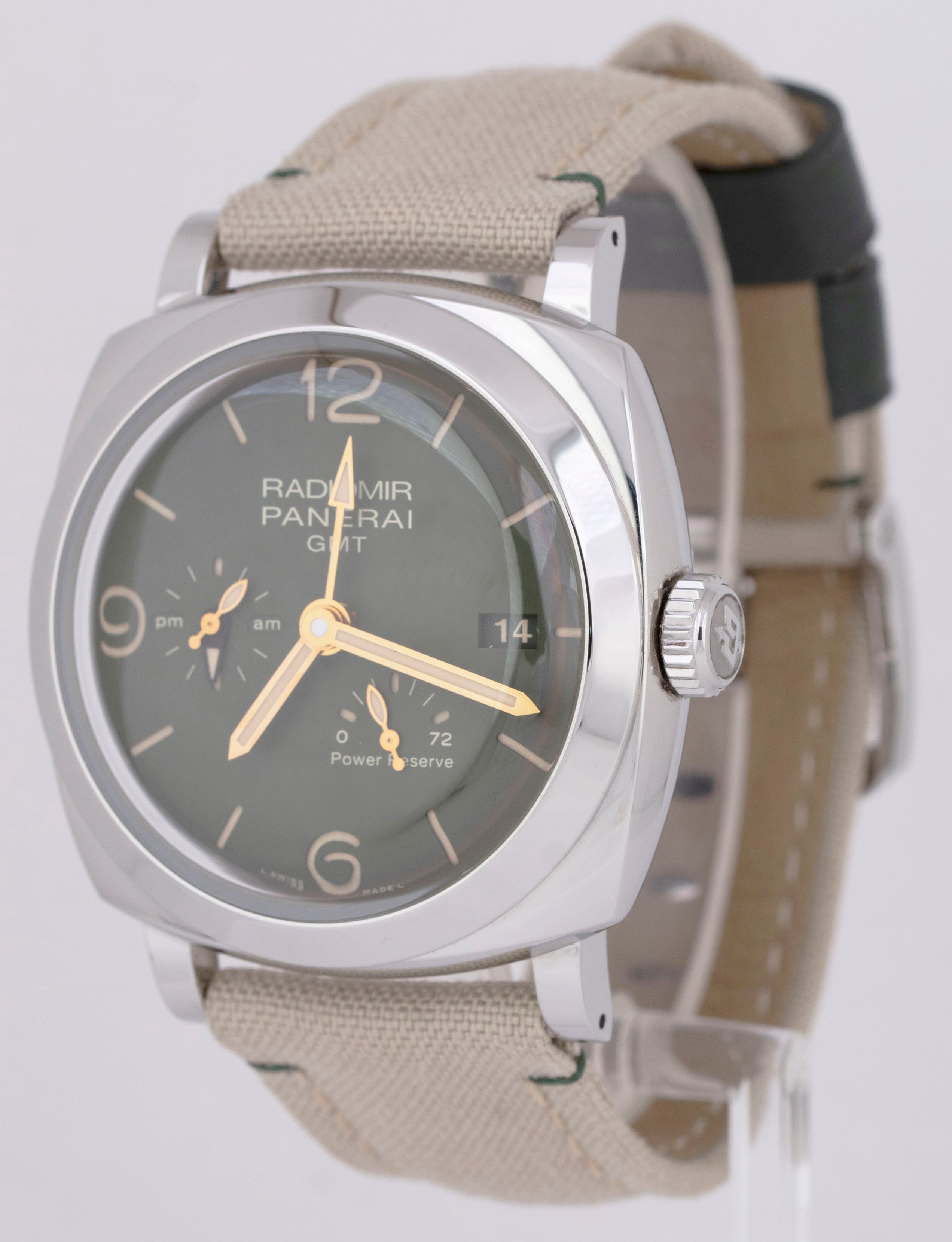 MINT Panerai Radiomir GMT PAM00999 Green PAPERS 45mm PAM 999 Watch